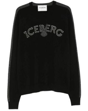 Iceberg Pullover Mit Logo-Stickerei Und Seitenstreifen - Schwarz