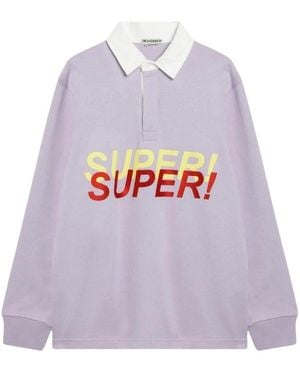 JW Anderson Lange Mouwen Rugby Shirt Met Grafische Print - Paars