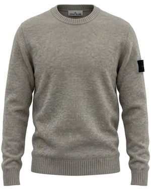 Stone Island Truien & Vesten ,Bruin ,Wol Loose-Fit Trui Met Ronde Hals En Contrasterende Gebreide Details - Grijs