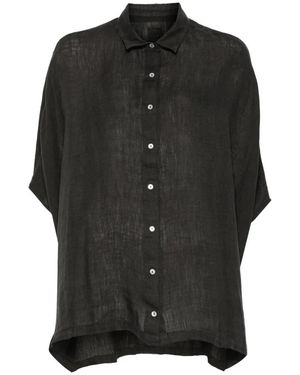 120% Lino Overhemden ,Zwart ,Linnen Contemporary Fit Linnen Overhemd