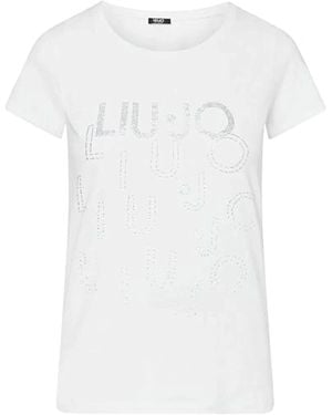 Liu Jo Tops ,Wit ,Katoen T-Shirt Basica