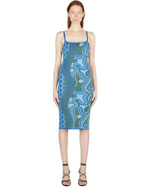 Ahluwalia Kleedjes ,Veelkleurig ,Katoen Rumbidzai Knitted Dress - Blauw