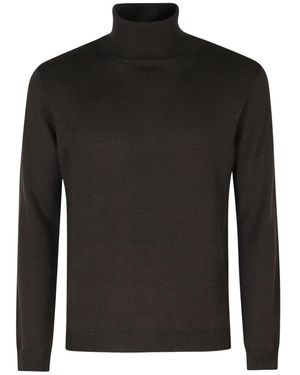 Roberto Collina Truien & Vesten ,Bruin ,Wol Dolcevita Ml Lana Merino - Zwart