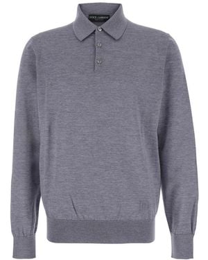 Dolce & Gabbana Gestrickte Polo T-Shirts Und Polos Grau