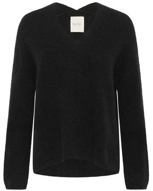 Part Two Schwarzer Strickpullover Mit V-Ausschnitt