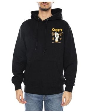 Obey New Clear Power Hood Fleece - Zwart