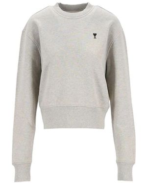 Ami Paris Hoodies & Sweatvesten ,Grijs ,Katoen De Coeur Katoenen Sweater