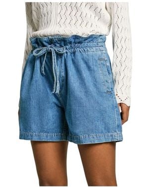 Pepe Jeans Denim A-Line Shorts Mit Cinch - Blau