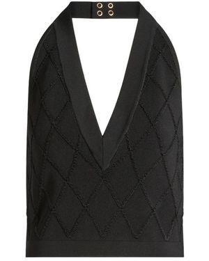 Balmain Gestepptes Strick-Neckholder-Top - Schwarz