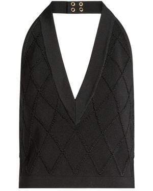 Balmain Tops ,Zwart ,Gewatteerde Haltertop Van Gebreid Materiaal