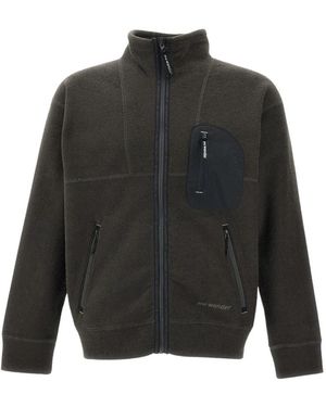 and wander Pe Warm Pile Stand Collar Zip Jacket - Grijs