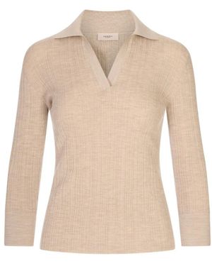 Agnona Tops ,Polo 3/4 Mouw - Naturel