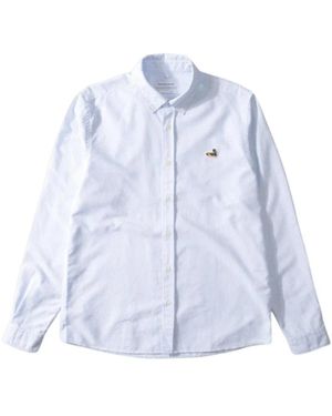 Edmmond Studios Overhemden ,Blauw ,Katoen Duck Gestreept Overhemd