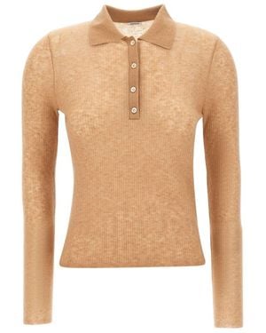 Aspesi Tops ,Bruin ,Wol Kasjmier En Wol Polo - Naturel