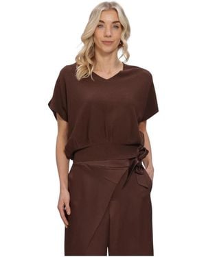 Summum V-Ausschnitt Pullover Viskosemischung Strick - Braun