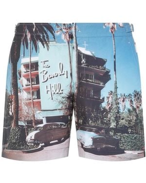 Orlebar Brown Bulldog fotografische badehose beverly hills - Blau