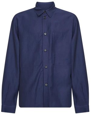 Laneus Linnen En Viscose Overshirt - Blauw