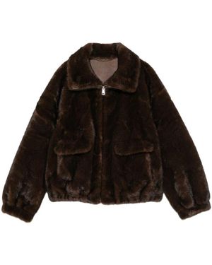 SOSUE Jassen ,Bruin ,Polyester Faux Mink Bomber - Zwart