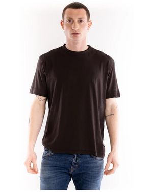 Paolo Pecora Tops ,Bruin ,Katoen T-Shirt Met Korte Mouwen - Zwart