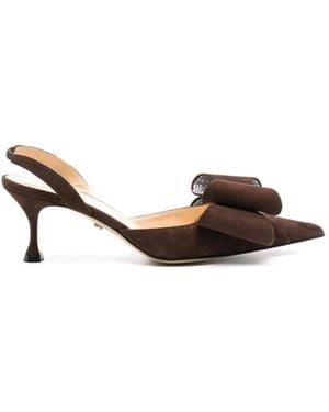 Mach & Mach Le Cadeau Kitten Heel Slingback Court Shoes - Brown