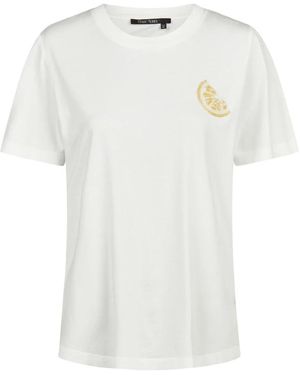 MARC AUREL Tops ,Wit ,Katoen T-Shirt Met Parelmoer Borduursel Op De Achterkant