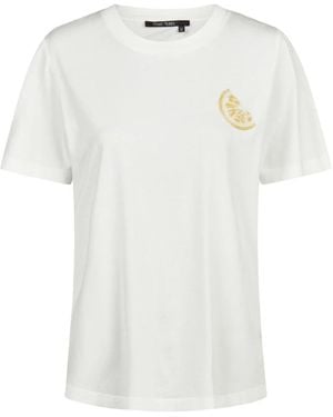 MARC AUREL T-Shirt Mit Perlenstickerei Auf Schriftzug Auf Der Rückseite - Weiß