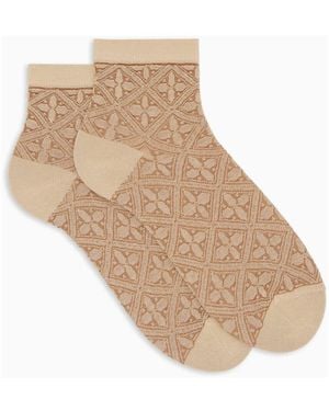 Gallo Damen Ultra-Kurze Baumwollsocken Mit Batikmuster - Natur