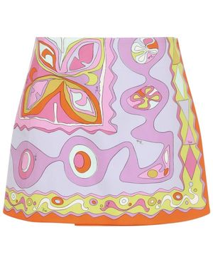 PUCCI Rokken ,Veelkleurig ,Polyester Angoli Print Zijden Rok - Roze