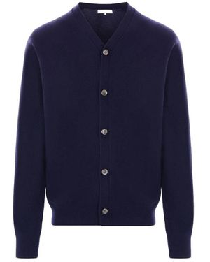 Comme des Garçons Truien & Vesten ,Blauw ,Wol Blauwe Wol V-Hals Cardigan Sweater