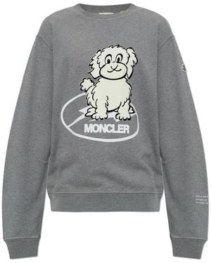 Moncler Hoodies & Sweatvesten ,Grijs ,Katoen Crewneck Sweatshirt