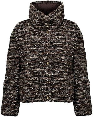 Moncler Jassen ,Bruin ,Pailletten Poetique 2-In-1 Korte Pailletten Donsjas - Zwart