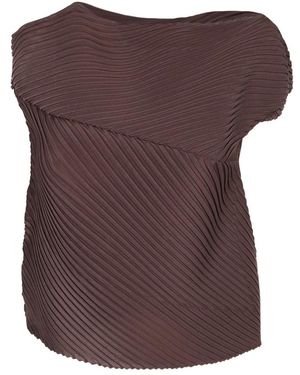 Issey Miyake Overhemden ,Bruin ,Polyester Geplooide Blouse