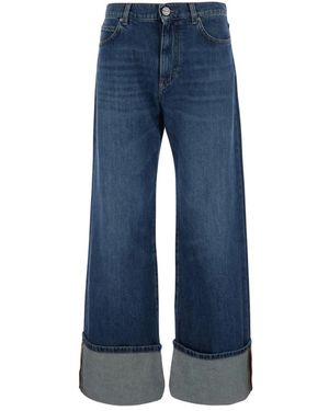 Pinko Wanda Omvouwbare Wijde Jeans - Blauw