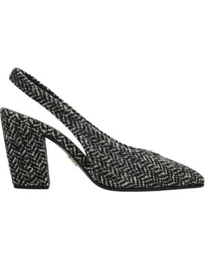 Prada Chevron Stof Slingbacks - Metallic