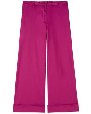 Oltre Cotton Blend Cropped Trousers - Paars