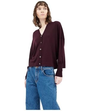 ODEEH Feinstrick V-Ausschnitt Cardigan - Rot