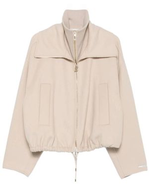 Sportmax Jassen ,Wol Geknoopte Kraag Wolmix Jas - Naturel