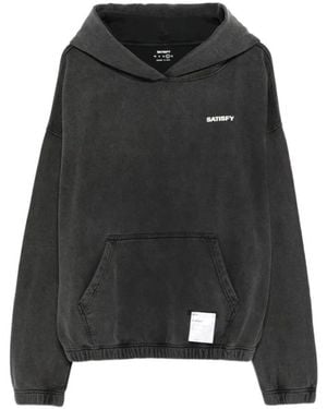 Satisfy Hoodies & Sweatvesten ,Grijs ,Katoen Soft Cell Hoodie - Zwart