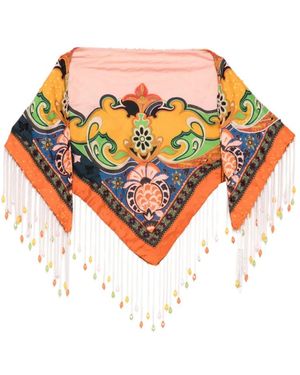 Etro Paisley-Print Sjaal Met Kralenfranjes - Meerkleurig
