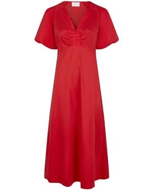 Neo Noir Midi Dresses - Red