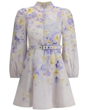 Zimmermann Geknoopte Mini Jurk Met Riem - Grijs