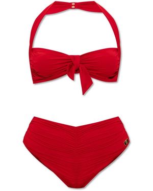 Balmain Einfarbiger Zweiteiliger Badeanzug - Rot