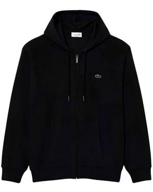 Lacoste Hoodies & Sweatvesten ,Zwart ,Katoen Zip-Through Sweatshirt