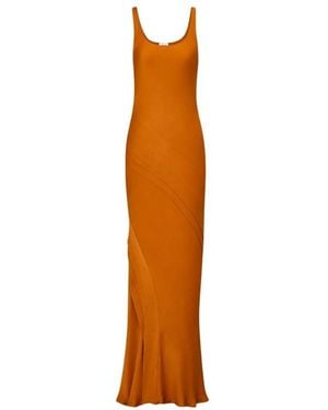 Saint Laurent Kleedjes ,Oranje ,Satijn Lange Tankjurk - Bruin