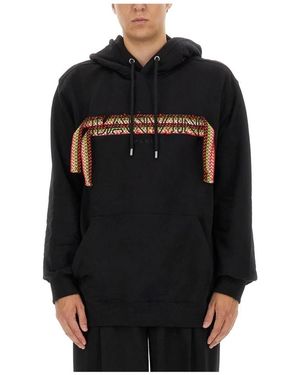 Lanvin Hoodies & Sweatvesten ,Zwart ,Embroidered Logo Hoodie