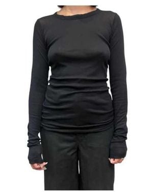 Rick Owens Tops ,Zwart ,Katoen Rib Lst Long Sleeve T-Shirt