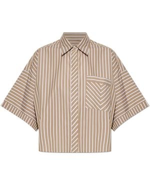 Rag & Bone Overhemden ,Katoen Marin Gestreept Shirt Met Korte Mouwen - Naturel
