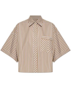 Rag & Bone Overhemden ,Katoen Marin Gestreept Shirt Met Korte Mouwen - Naturel