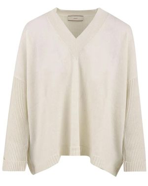 Akep Truien & Vesten ,Wol V-Hals Oversized Trui - Wit