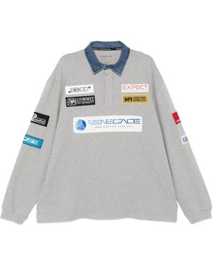 Martine Rose Logo Patch Denim Kragen Sweatshirt - Grau